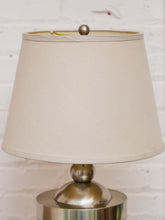 Load image into Gallery viewer, Brushed Metal Ribbed Table Lamp with Classic Linen Shade
