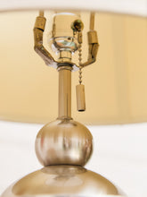 Load image into Gallery viewer, Brushed Metal Ribbed Table Lamp with Classic Linen Shade
