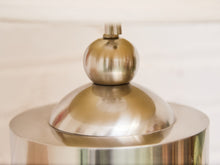 Load image into Gallery viewer, Brushed Metal Ribbed Table Lamp with Classic Linen Shade

