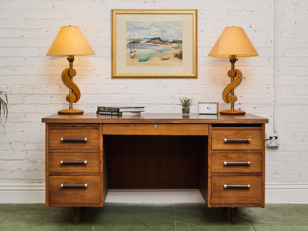 1960’s Walnut executive desk with for Formica Top
