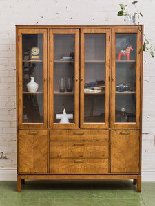 Large Walnut 1970s China Hutch