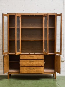 Large Walnut 1970s China Hutch