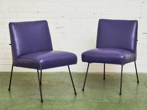Purple Leather Chair by Milo Baughman for Pacific Iron