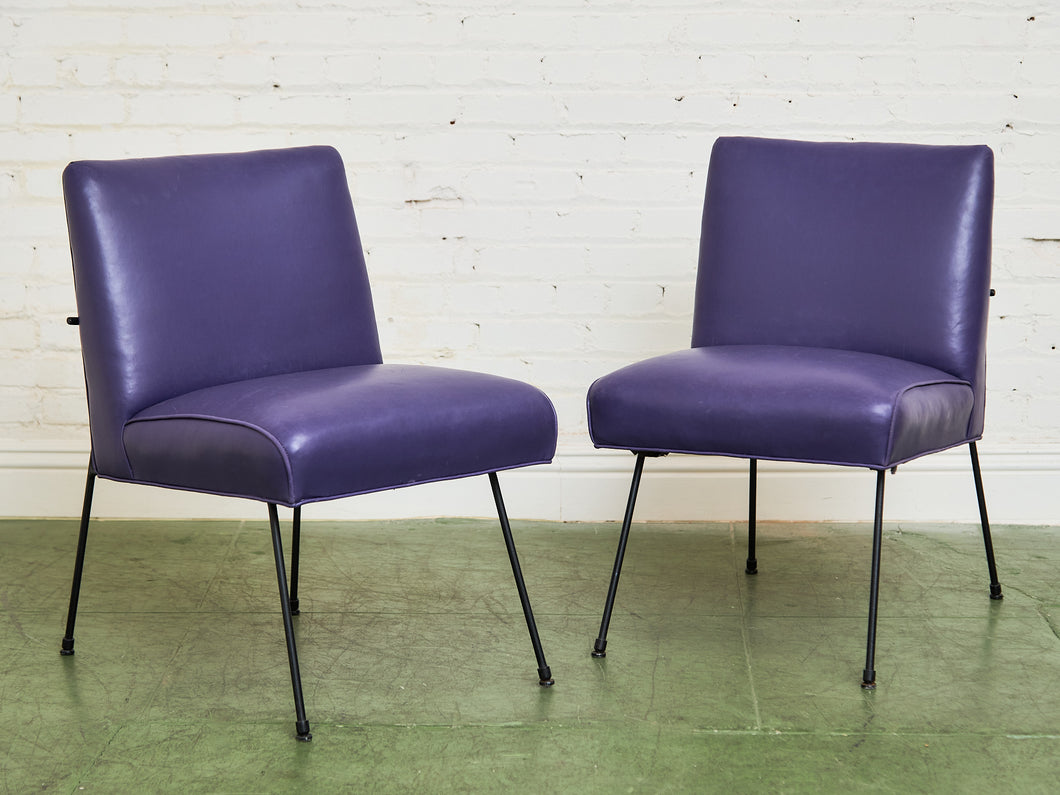 Purple Leather Chair by Milo Baughman for Pacific Iron