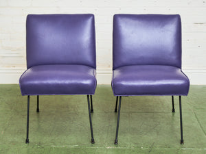 Purple Leather Chair by Milo Baughman for Pacific Iron