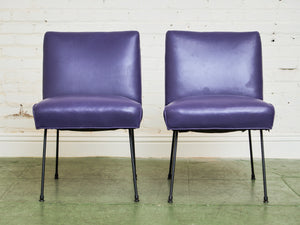 Purple Leather Chair by Milo Baughman for Pacific Iron