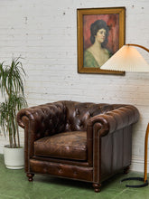 Load image into Gallery viewer, Leather Large Vintage Chesterfield Club Chair
