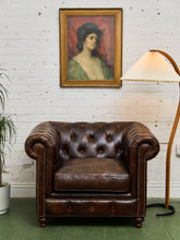 Load image into Gallery viewer, Leather Large Vintage Chesterfield Club Chair
