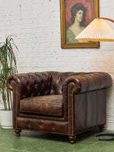 Load image into Gallery viewer, Leather Large Vintage Chesterfield Club Chair
