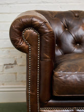 Load image into Gallery viewer, Leather Large Vintage Chesterfield Club Chair
