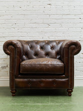 Load image into Gallery viewer, Leather Large Vintage Chesterfield Club Chair
