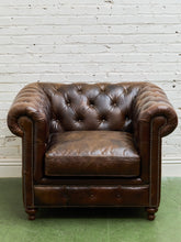 Load image into Gallery viewer, Leather Large Vintage Chesterfield Club Chair
