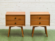 Load image into Gallery viewer, Pair of Lightwood Double Drawer Nightstands
