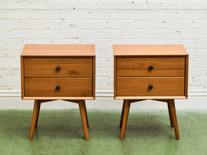 Pair of Lightwood Double Drawer Nightstands