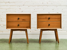 Load image into Gallery viewer, Pair of Lightwood Double Drawer Nightstands
