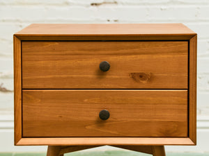 Pair of Lightwood Double Drawer Nightstands