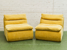 Load image into Gallery viewer, Yellow Gold Pair of Low Profile Lounge Chairs

