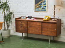 Load image into Gallery viewer, Sliding Door Walnut credenza with File Cabinet
