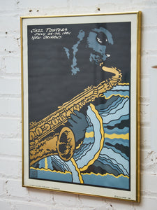 Mario Uribe Jazz Poster – 1981 New Orleans Exhibition (Colbert Gallery, Framed)