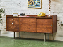 Load image into Gallery viewer, Sliding Door Walnut credenza with File Cabinet

