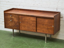 Load image into Gallery viewer, Sliding Door Walnut credenza with File Cabinet
