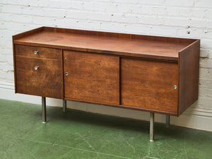 Sliding Door Walnut credenza with File Cabinet
