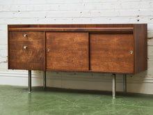 Load image into Gallery viewer, Sliding Door Walnut credenza with File Cabinet
