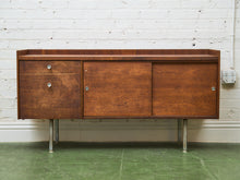 Load image into Gallery viewer, Sliding Door Walnut credenza with File Cabinet
