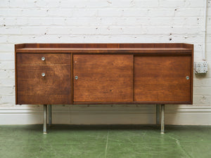 Sliding Door Walnut credenza with File Cabinet
