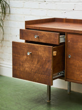 Load image into Gallery viewer, Sliding Door Walnut credenza with File Cabinet
