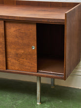 Load image into Gallery viewer, Sliding Door Walnut credenza with File Cabinet
