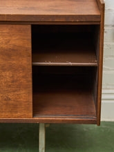 Load image into Gallery viewer, Sliding Door Walnut credenza with File Cabinet
