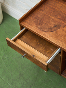 Sliding Door Walnut credenza with File Cabinet