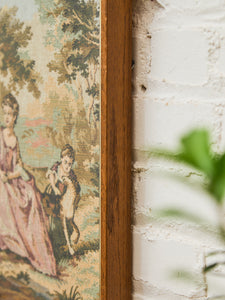 French Courtship Vintage Needlepoint Tapestry