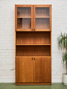 Teak Vintage Shelf with Glass Doors