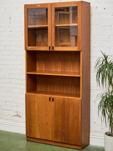 Teak Vintage Shelf with Glass Doors