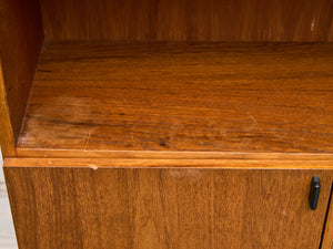 Teak Vintage Shelf with Glass Doors