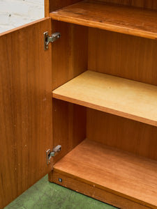 Teak Vintage Shelf with Glass Doors