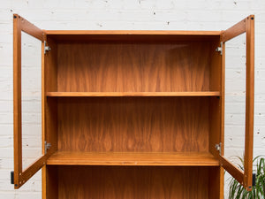 Teak Vintage Shelf with Glass Doors