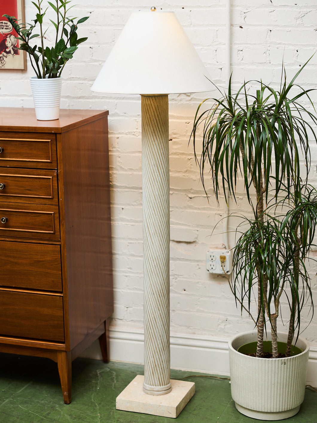 1980s Vintage Plaster Spiral Floor Lamp
