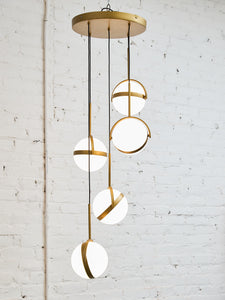 Brush Gold Five Globe Chandelier