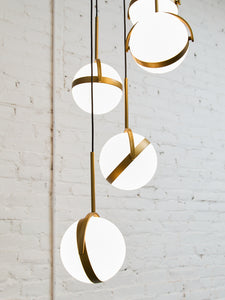 Brush Gold Five Globe Chandelier