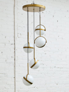 Brush Gold Five Globe Chandelier