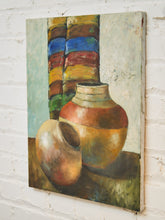 Load image into Gallery viewer, Textured Still Life Oil Painting – Earthen Vessels with Colorful Textile
