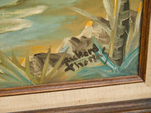 Load image into Gallery viewer, Signed Vintage Coastal Sunset Oil Painting in Ornate Wood Frame By “Richard Thomas”
