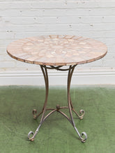 Load image into Gallery viewer, Mosaic Stone &amp; Gilt Iron Rolled Leg Outdoor Indoor Table

