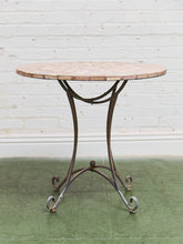 Load image into Gallery viewer, Mosaic Stone &amp; Gilt Iron Rolled Leg Outdoor Indoor Table
