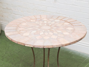 Mosaic Stone & Gilt Iron Rolled Leg Outdoor Indoor Table