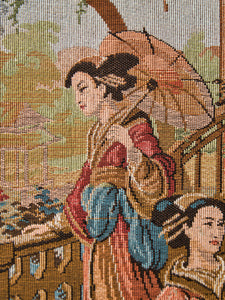 1940’s Japanese Garden Tapestry Framed