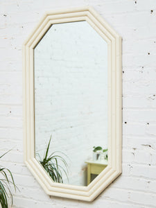 White Geometric Bamboo Mirror